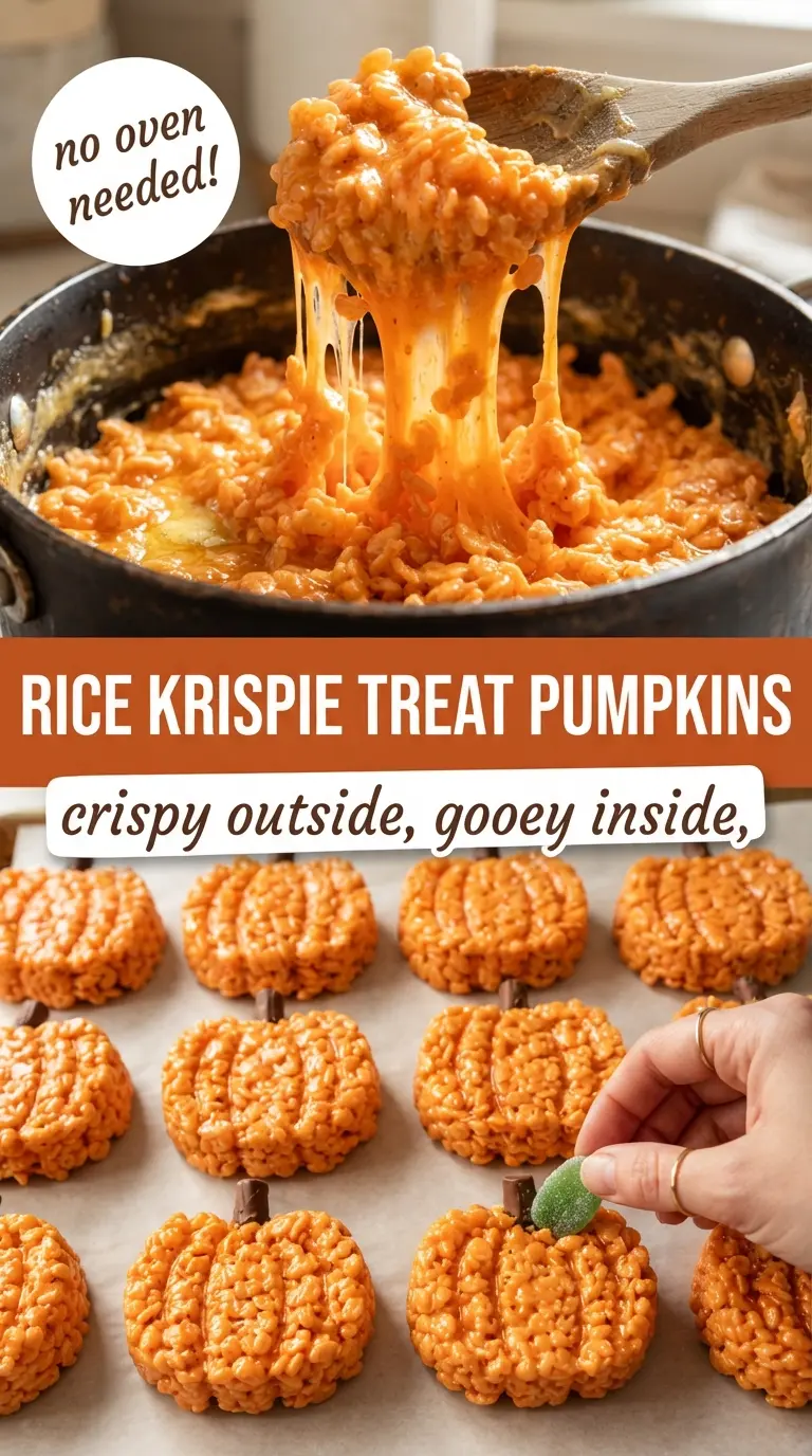 No-Bake Rice Krispie Treat Pumpkins, chewy orange cereal treats