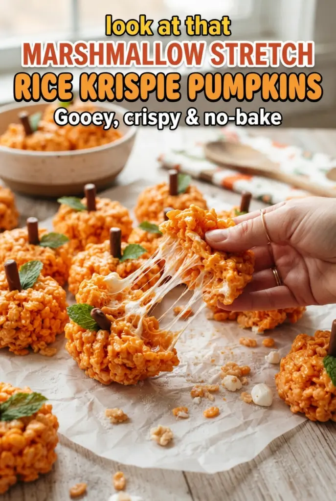 No-Bake Rice Krispie Treat Pumpkins