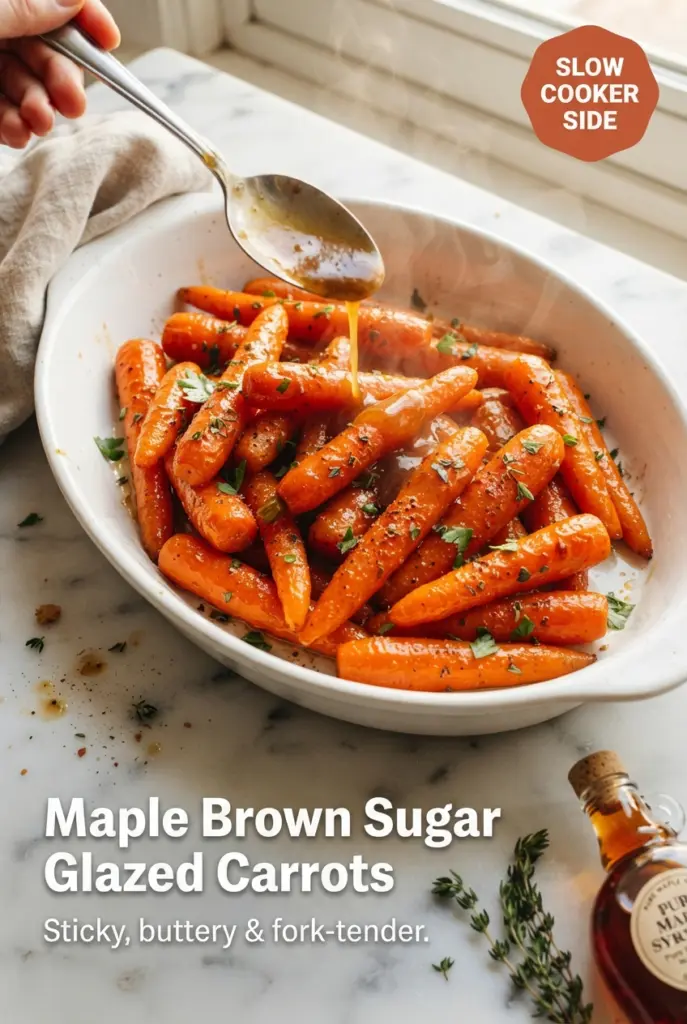 Slow Cooker Maple Brown Sugar Glazed Carrots