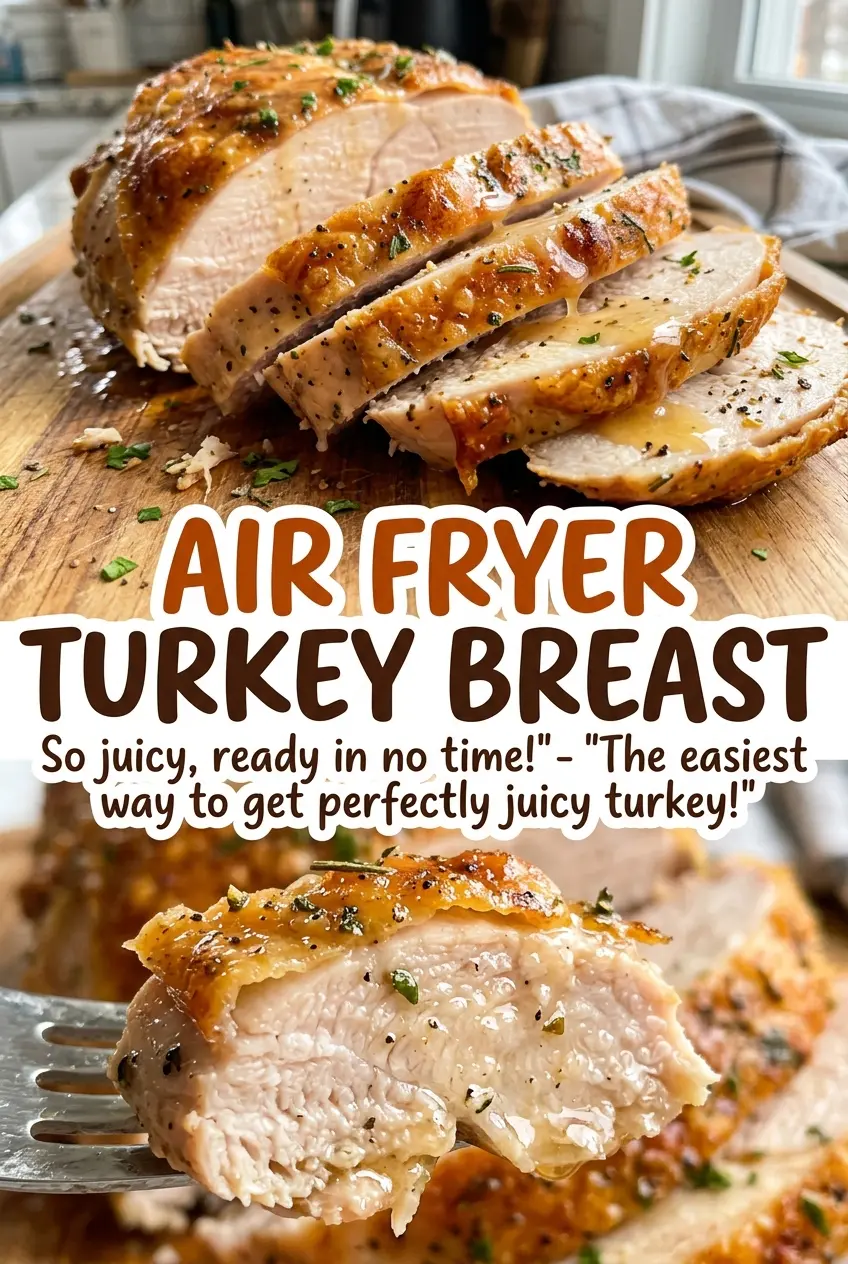 Air fryer turkey breast with golden, herb-seasoned crust