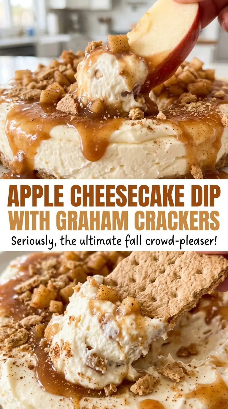 Apple cheesecake dip with graham crackers, chilled and fluffy
