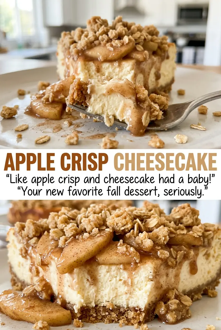 Apple Crisp Cheesecake with golden oat topping