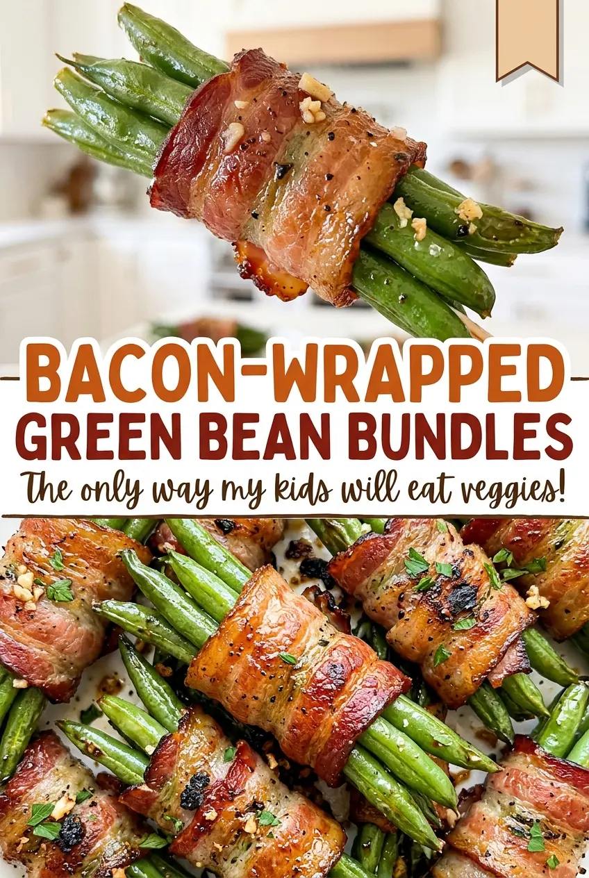 Bacon-Wrapped Green Bean Bundles with glossy bacon edges