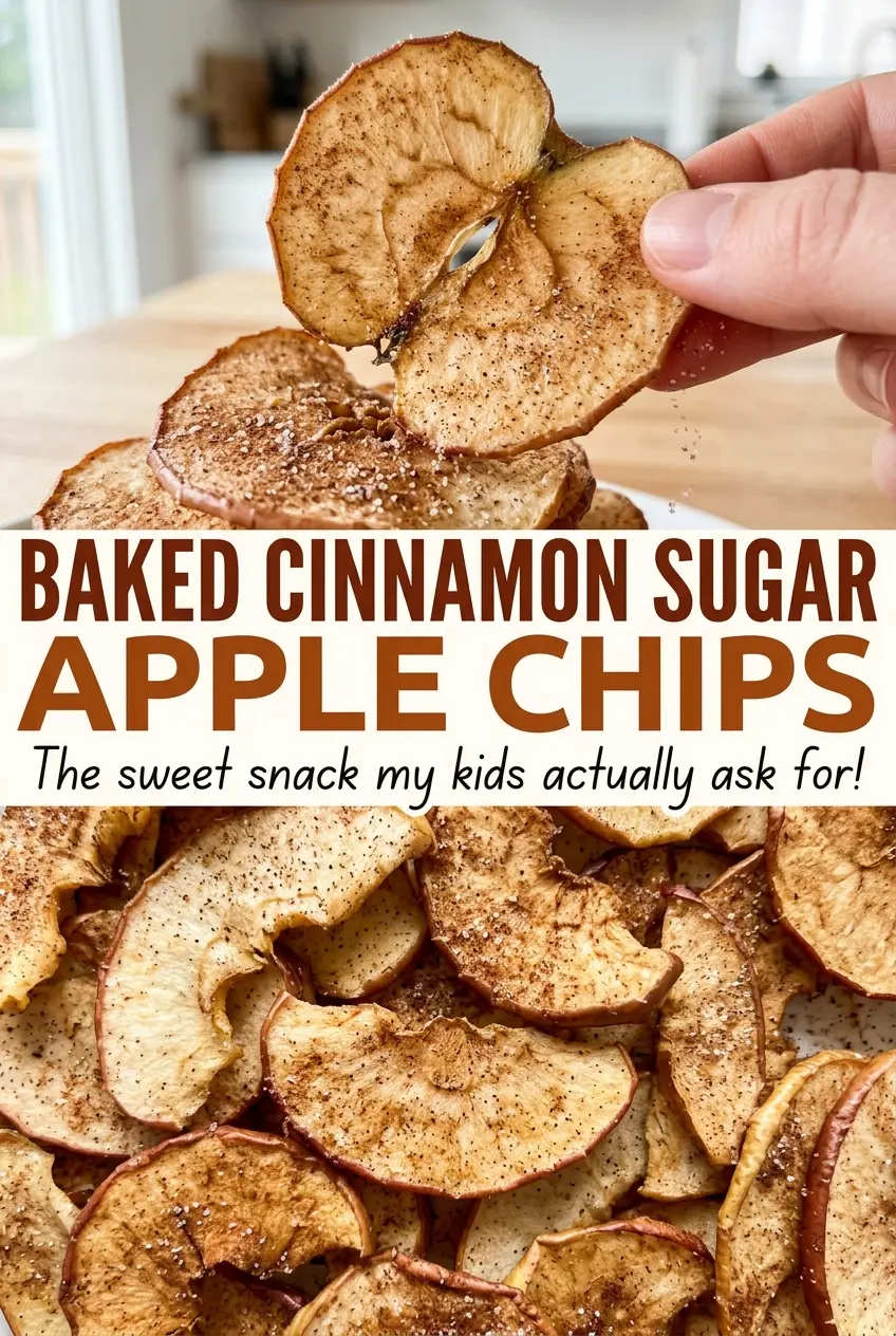Baked Cinnamon Sugar Apple Chips curled cinnamon rounds