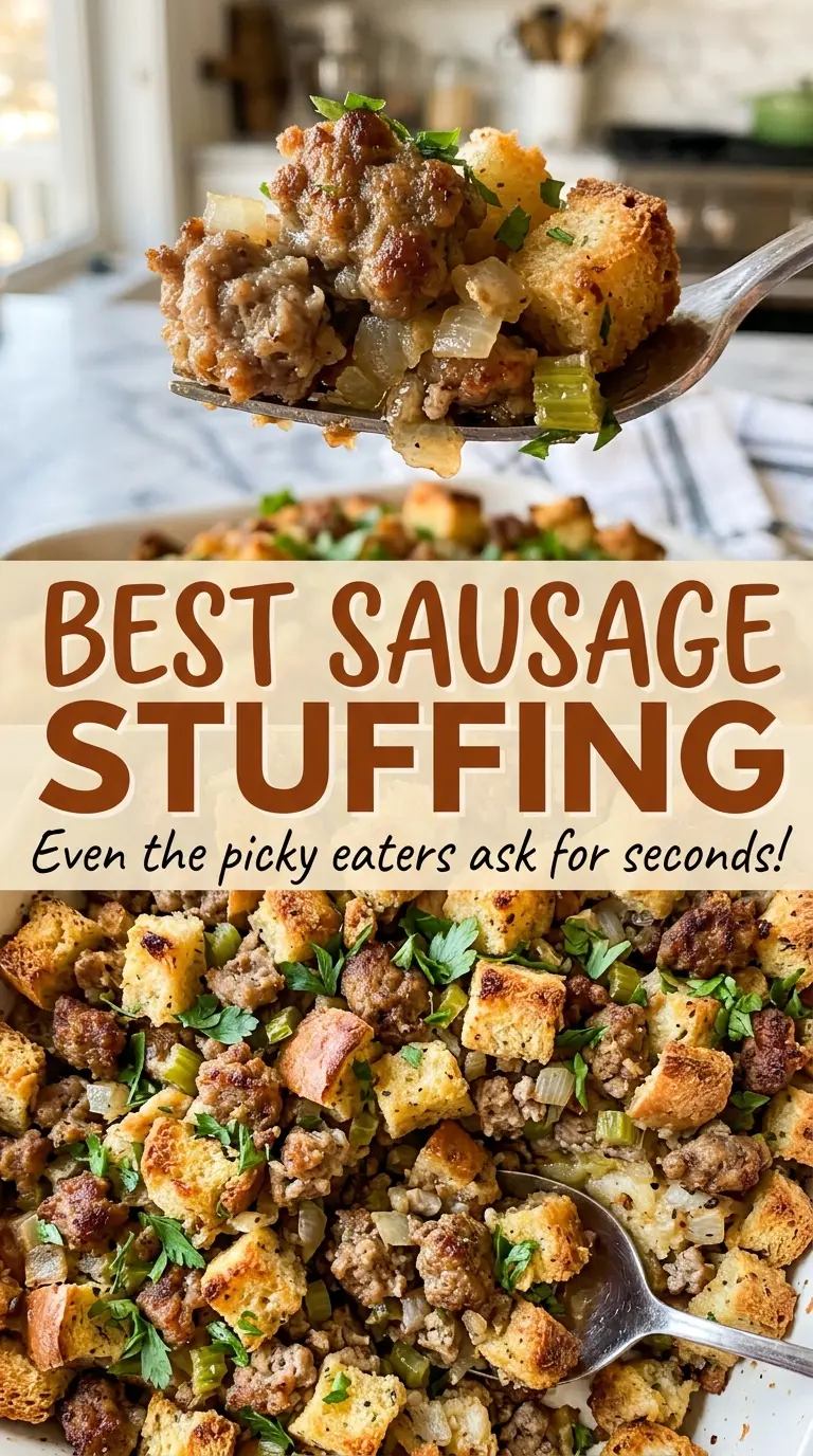 Best Sausage Stuffing savory golden bake