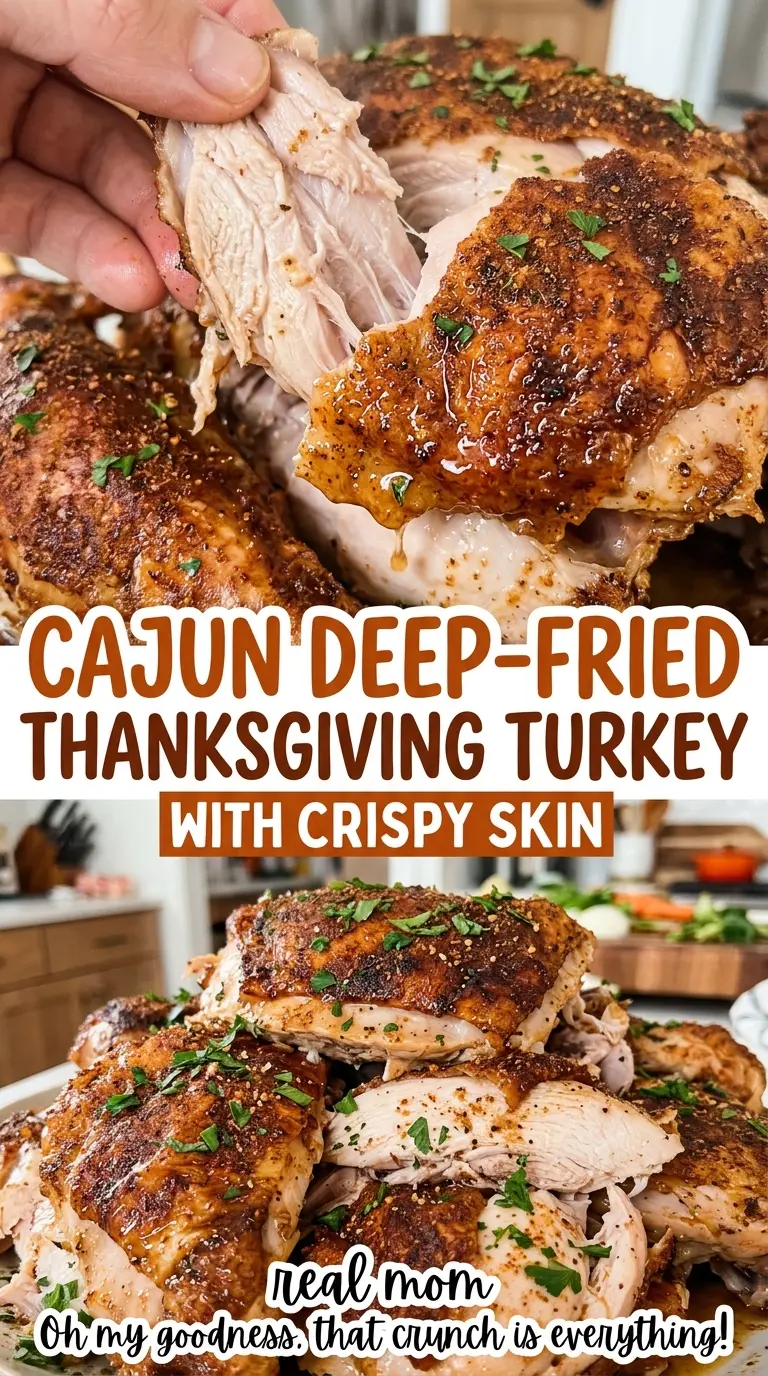 Cajun Deep-Fried Thanksgiving Turkey with crisp, seasoned skin