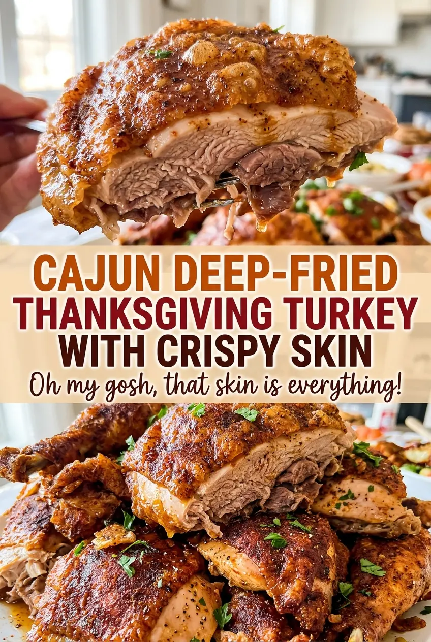 Cajun Deep-Fried Thanksgiving Turkey with crisp, golden skin