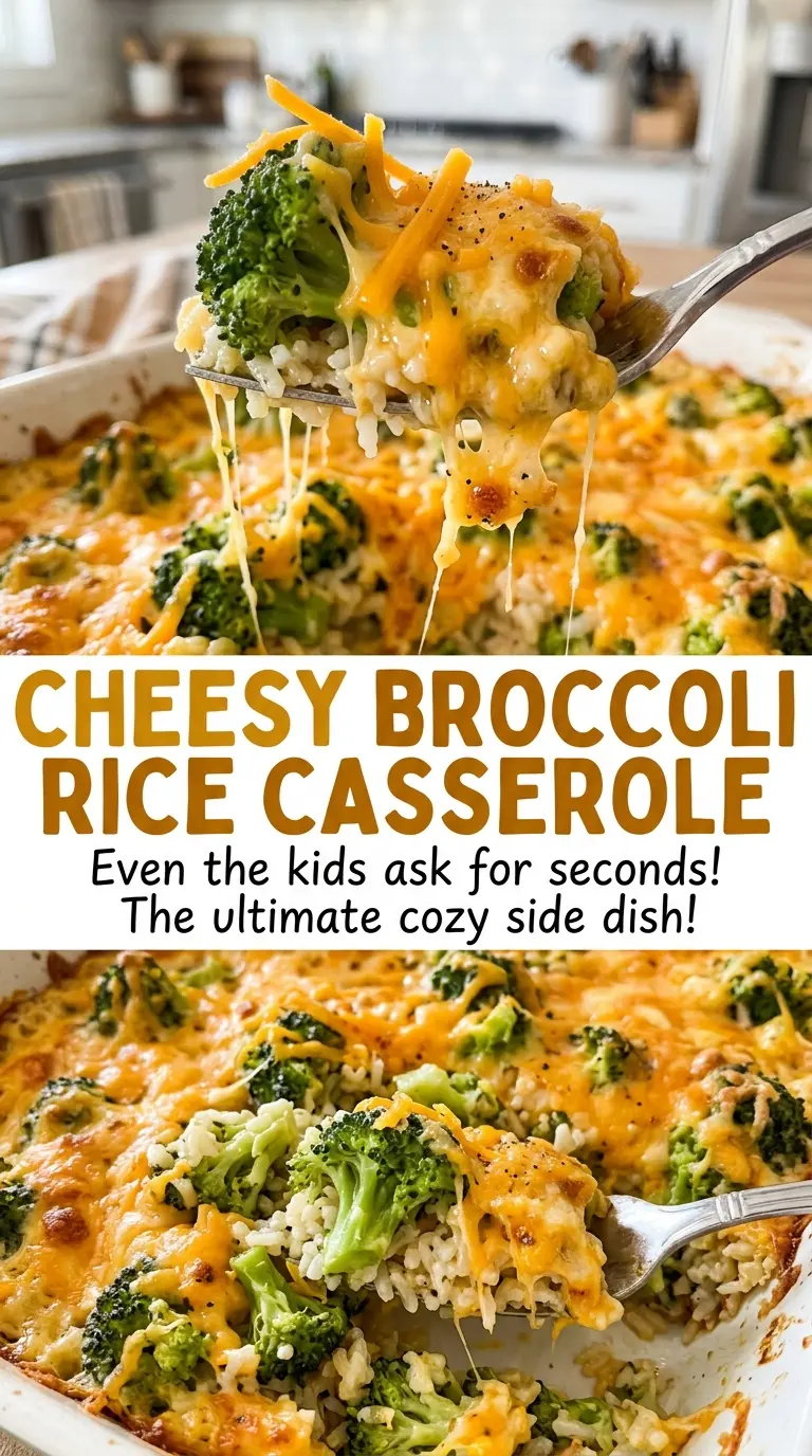 Cheesy Broccoli Rice Casserole bubbling cheddar top