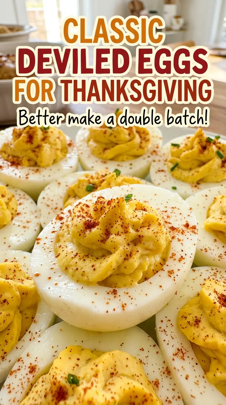 Classic Deviled Eggs for Thanksgiving, smooth golden filling