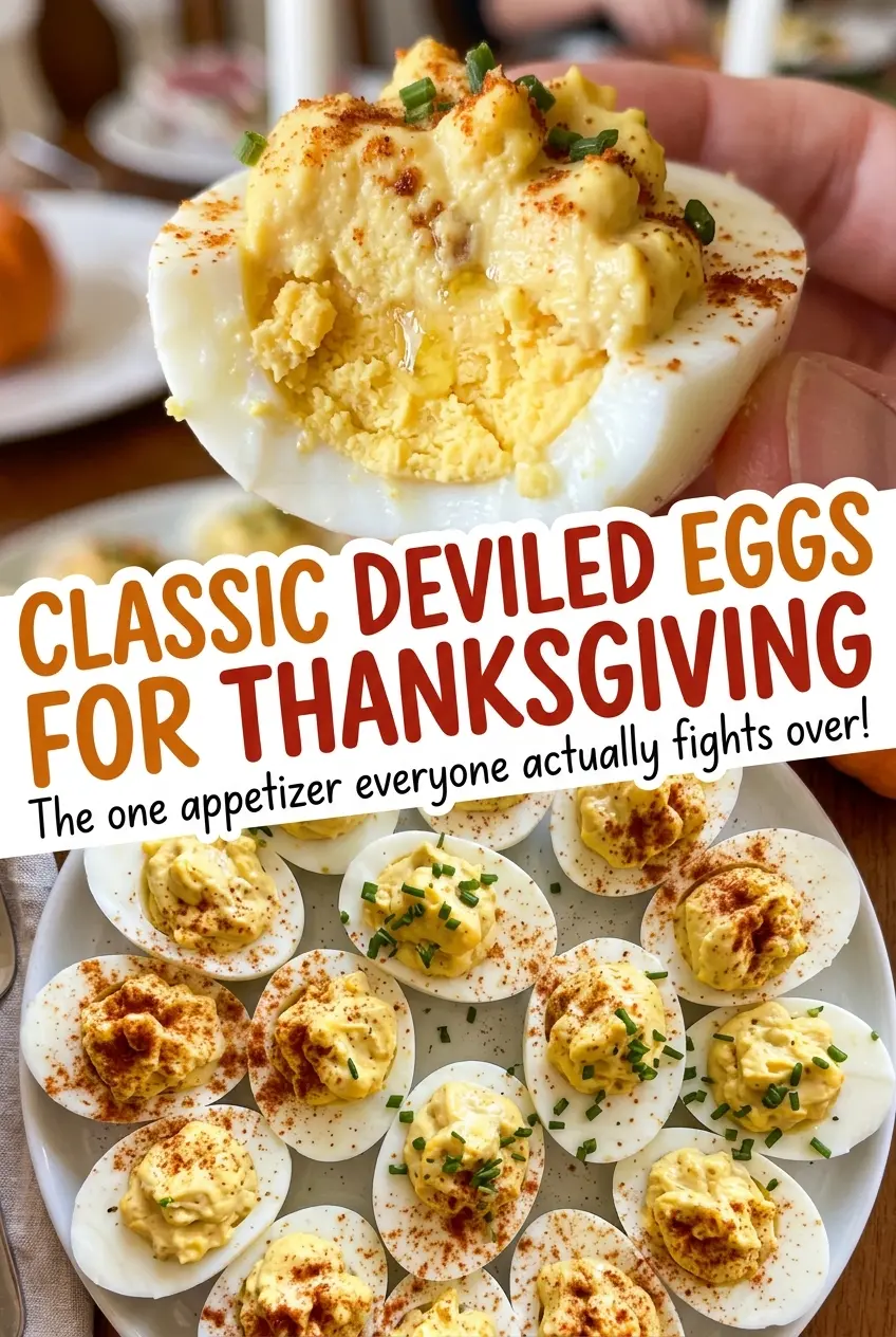 Classic Deviled Eggs for Thanksgiving, creamy paprika-topped