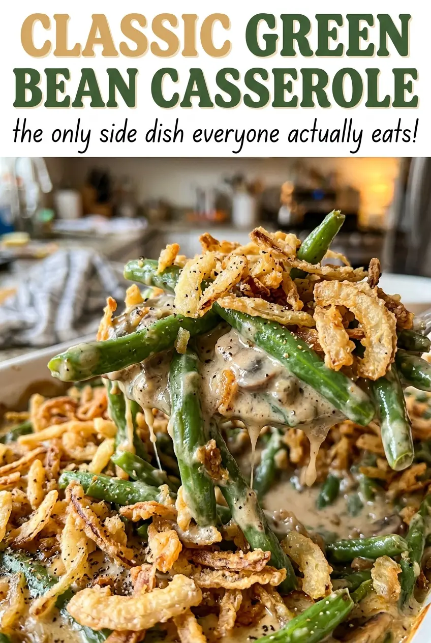 Classic Green Bean Casserole with golden crispy onions