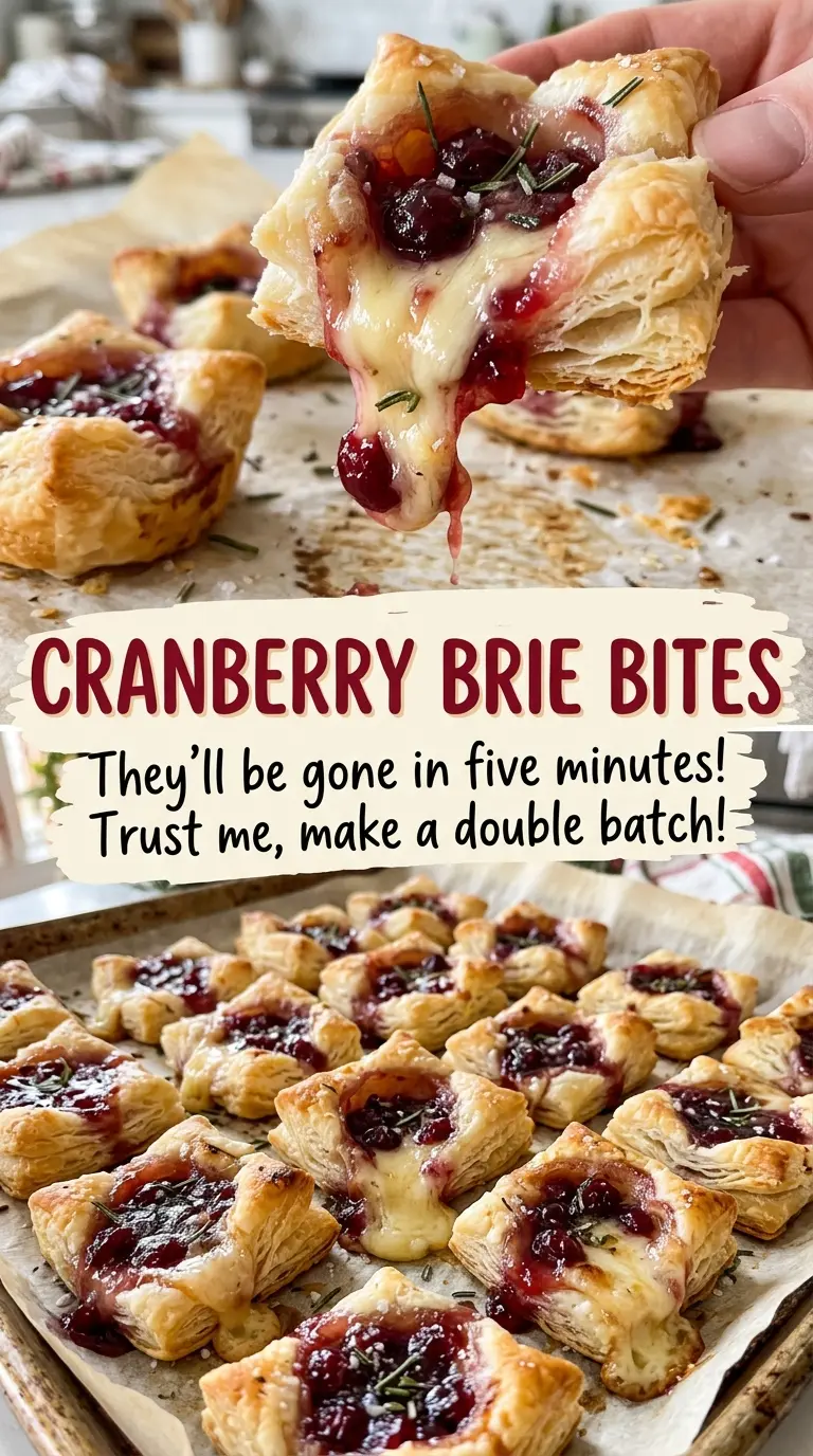 Cranberry Brie Bites flaky cranberry-topped