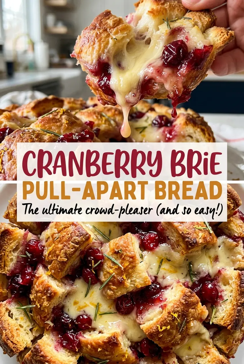 Cranberry Brie Pull-Apart Bread with golden crisp edges