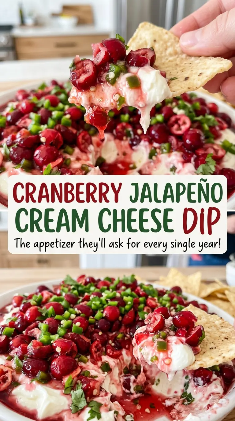Cranberry Jalapeño Cream Cheese Dip fresh creamy layers