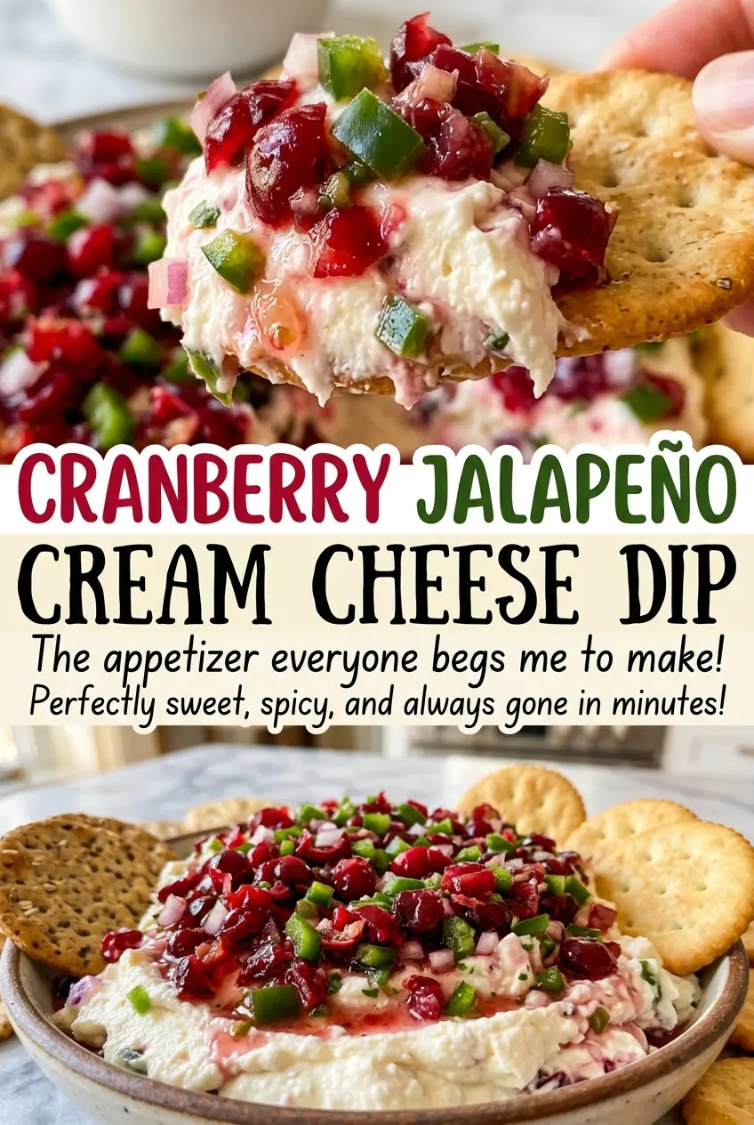 Cranberry Jalapeño Cream Cheese Dip tart ruby topping