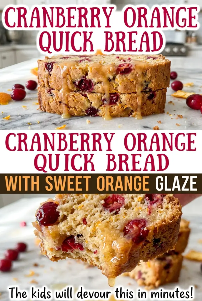 Cranberry Orange Quick Bread with Sweet Orange Glaze