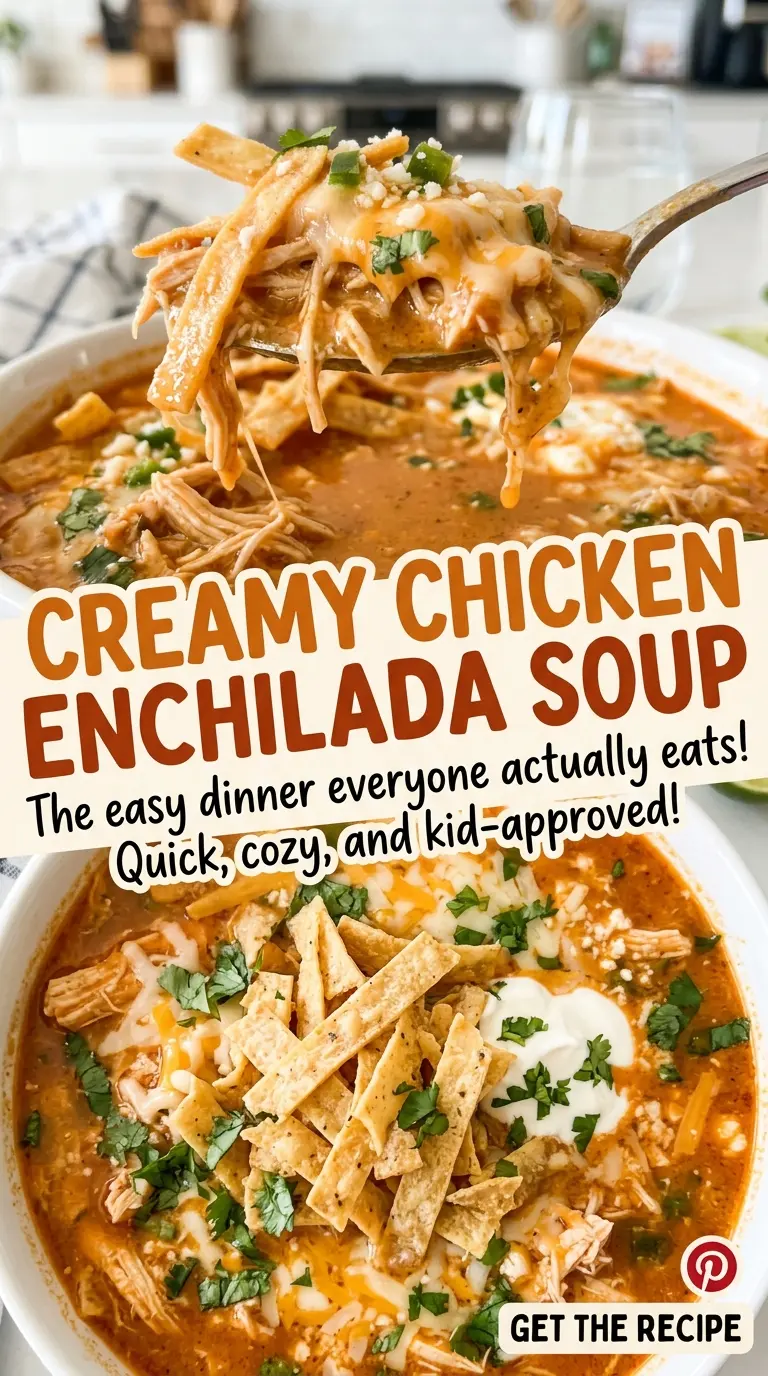 Creamy Chicken Enchilada Soup with creamy red broth
