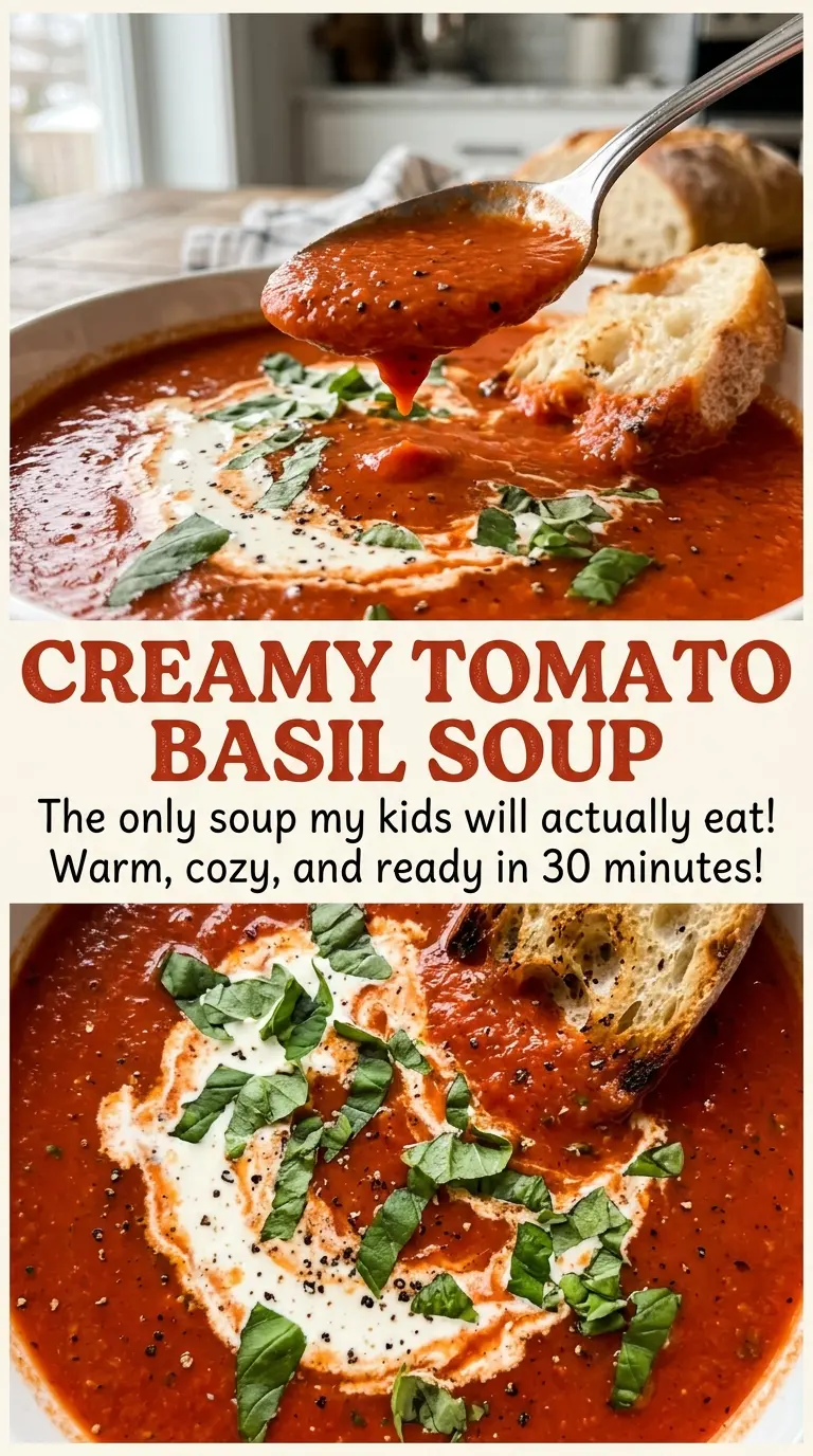 Creamy Tomato Basil Soup, creamy and vibrant