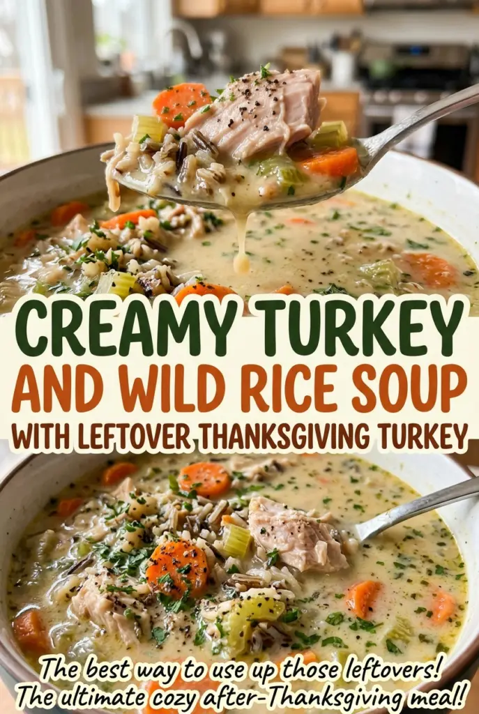 Creamy Turkey and Wild Rice Soup with Leftover Thanksgiving Turkey