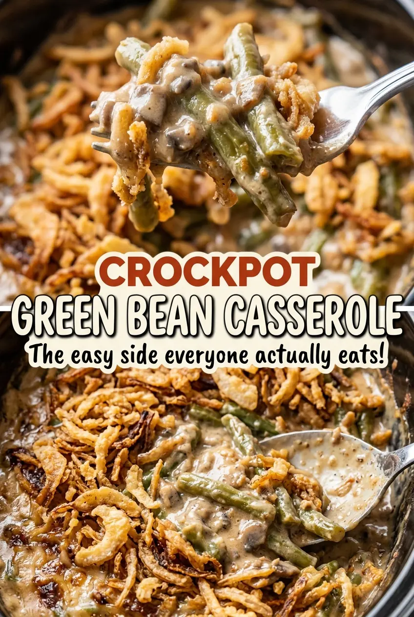 Crockpot Green Bean Casserole creamy tender