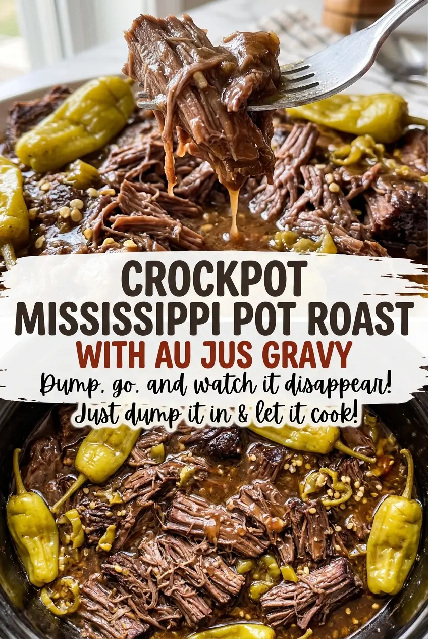 Crockpot Mississippi Pot Roast tender shredded beef