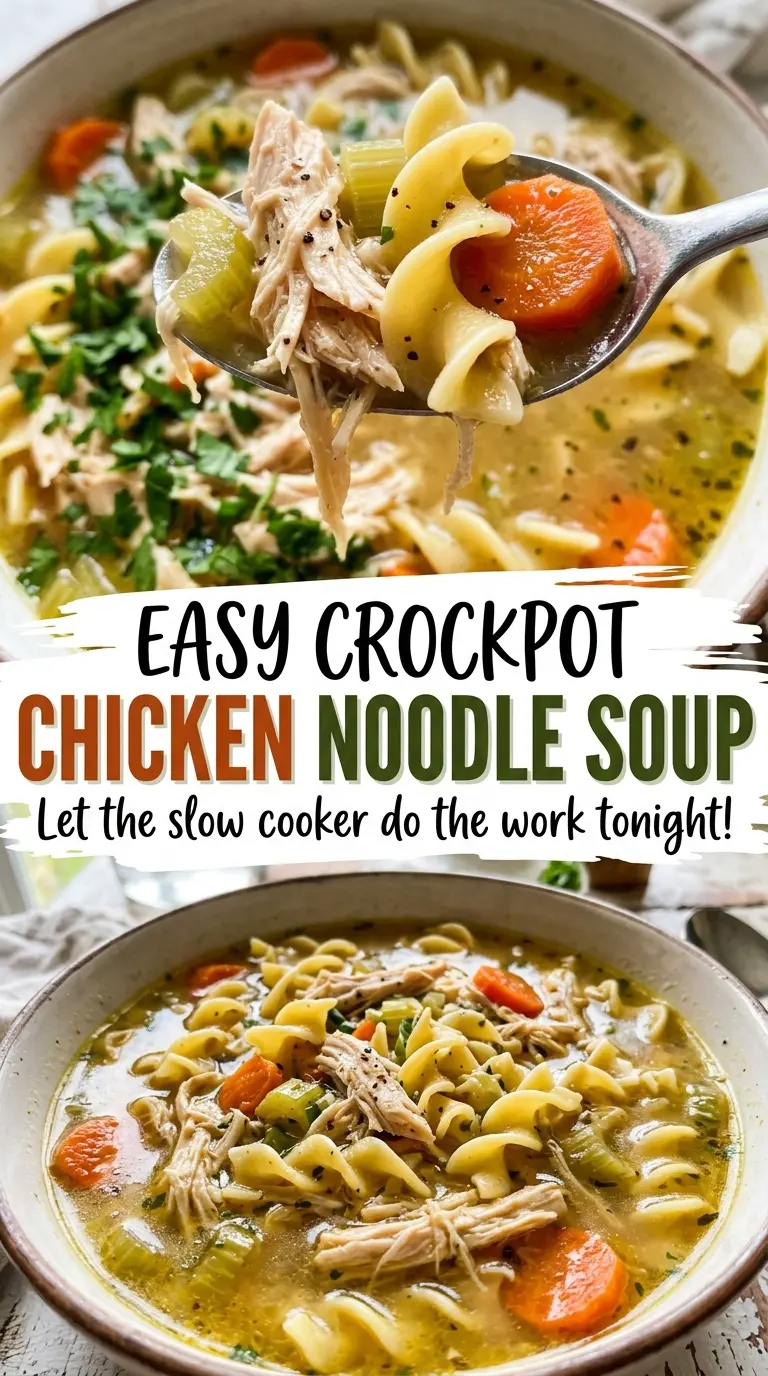Easy Crockpot Chicken Noodle Soup warm savory bowl