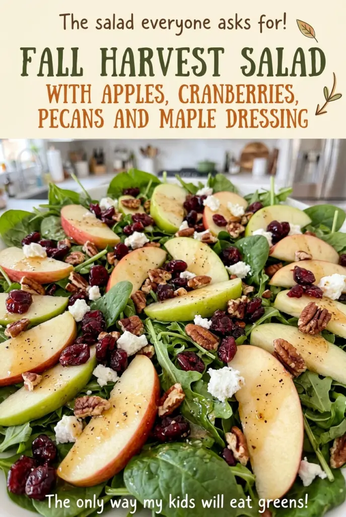 Fall Harvest Salad with Apples, Cranberries, Pecans and Maple Dressing