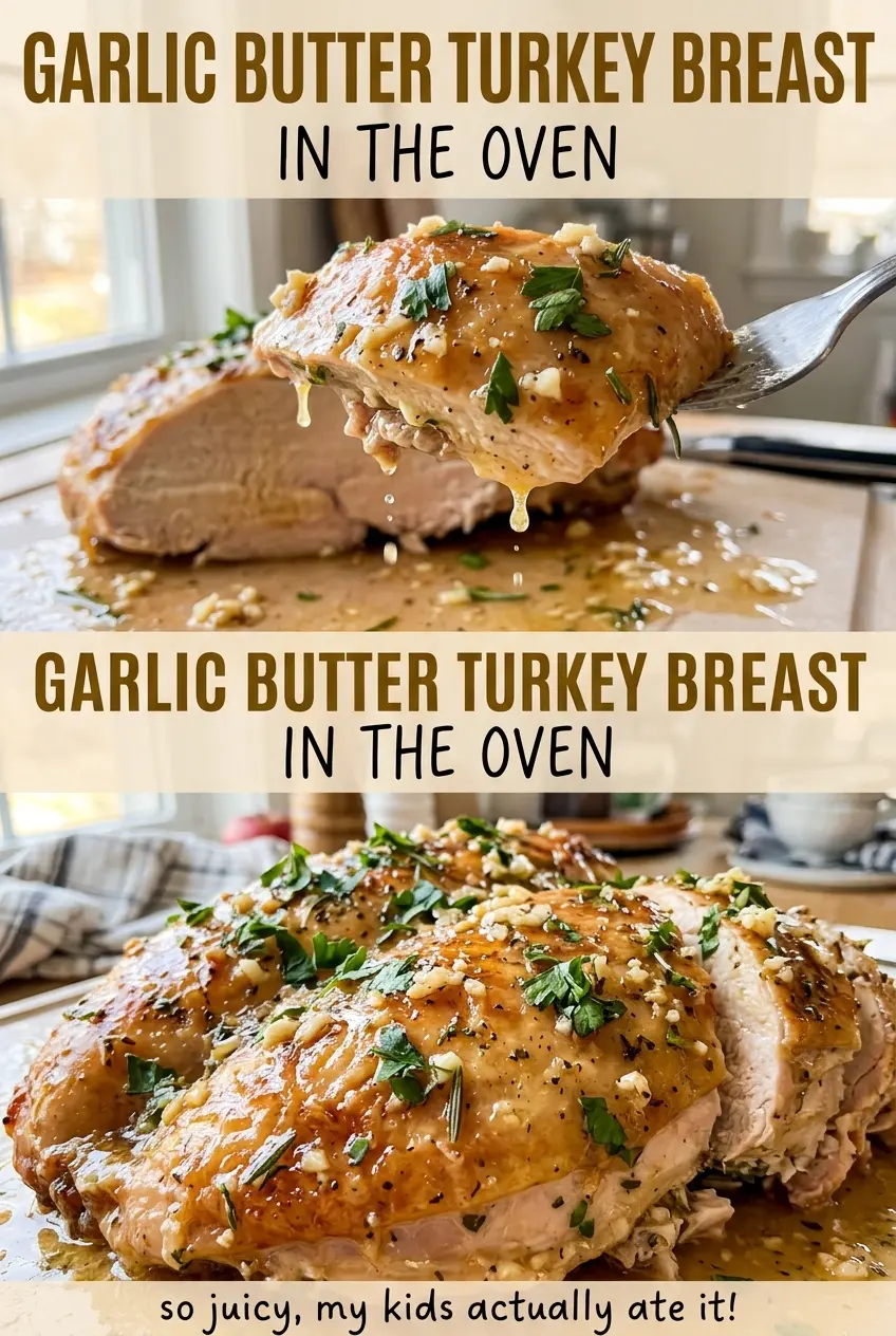 Garlic butter turkey breast golden herb skin