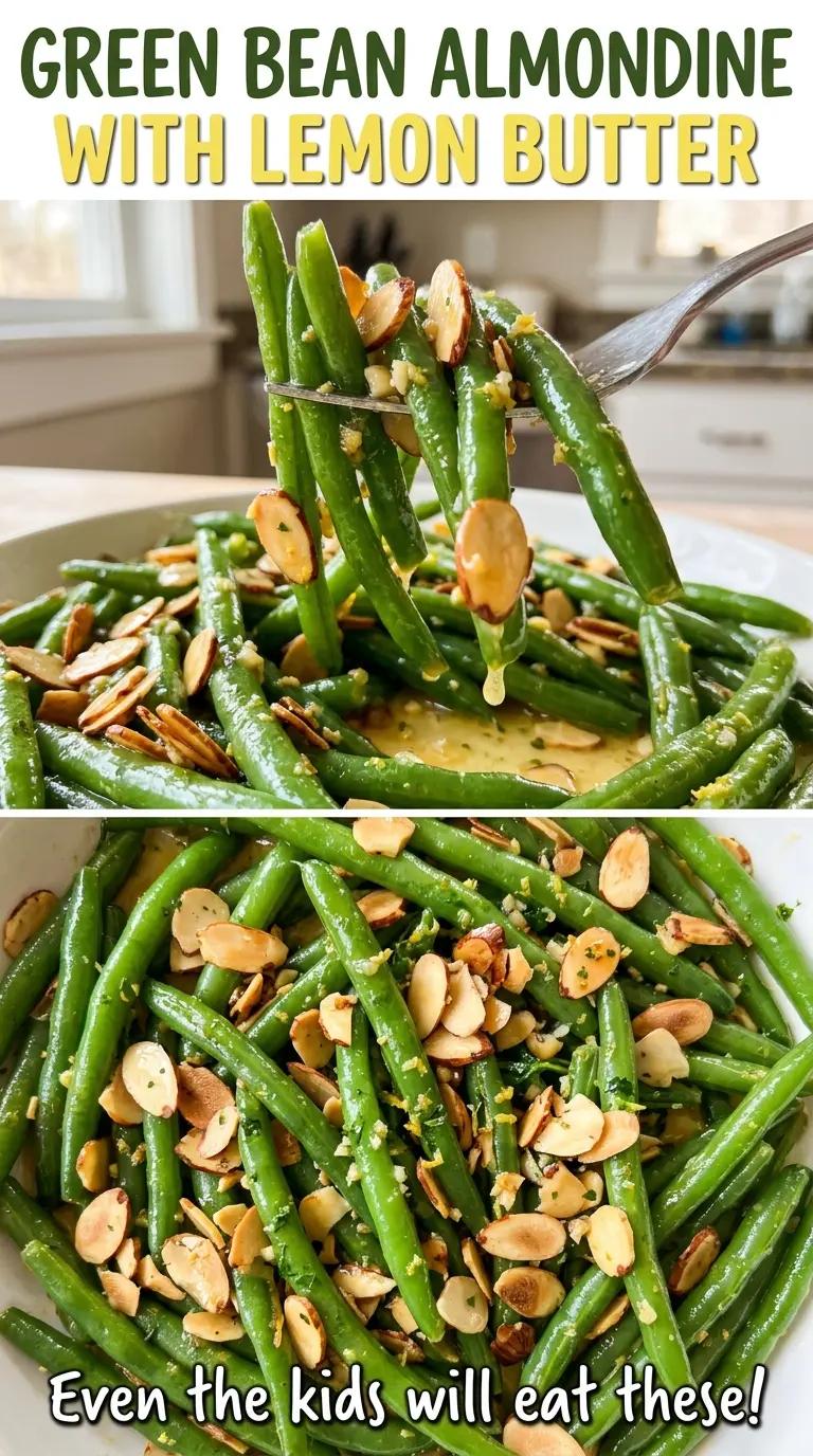 Green Bean Almondine with Lemon Butter, toasted almond topping