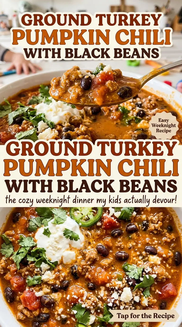 Ground Turkey Pumpkin Chili with Black Beans, cozy and savory