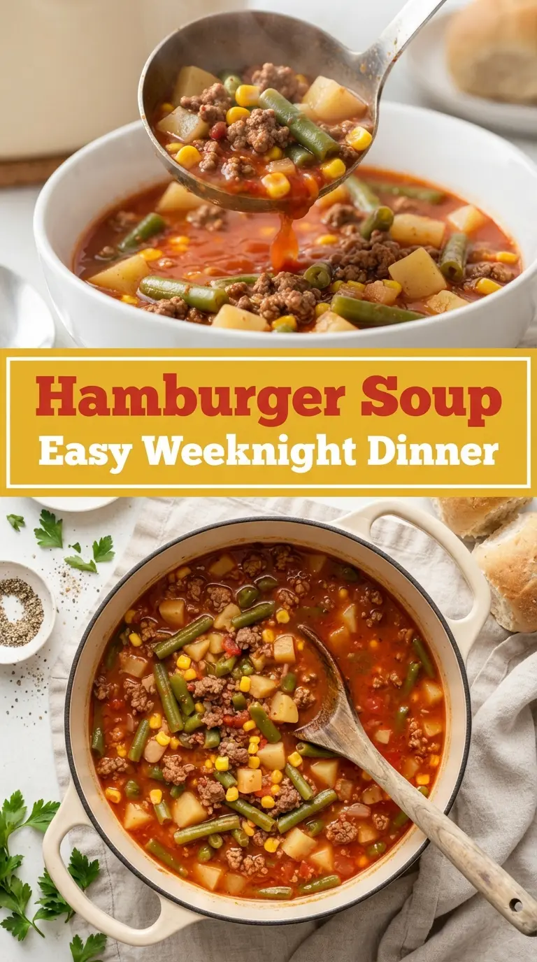 Hamburger Soup hearty tomato broth