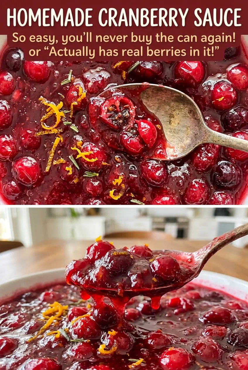 Homemade cranberry sauce glossy ruby