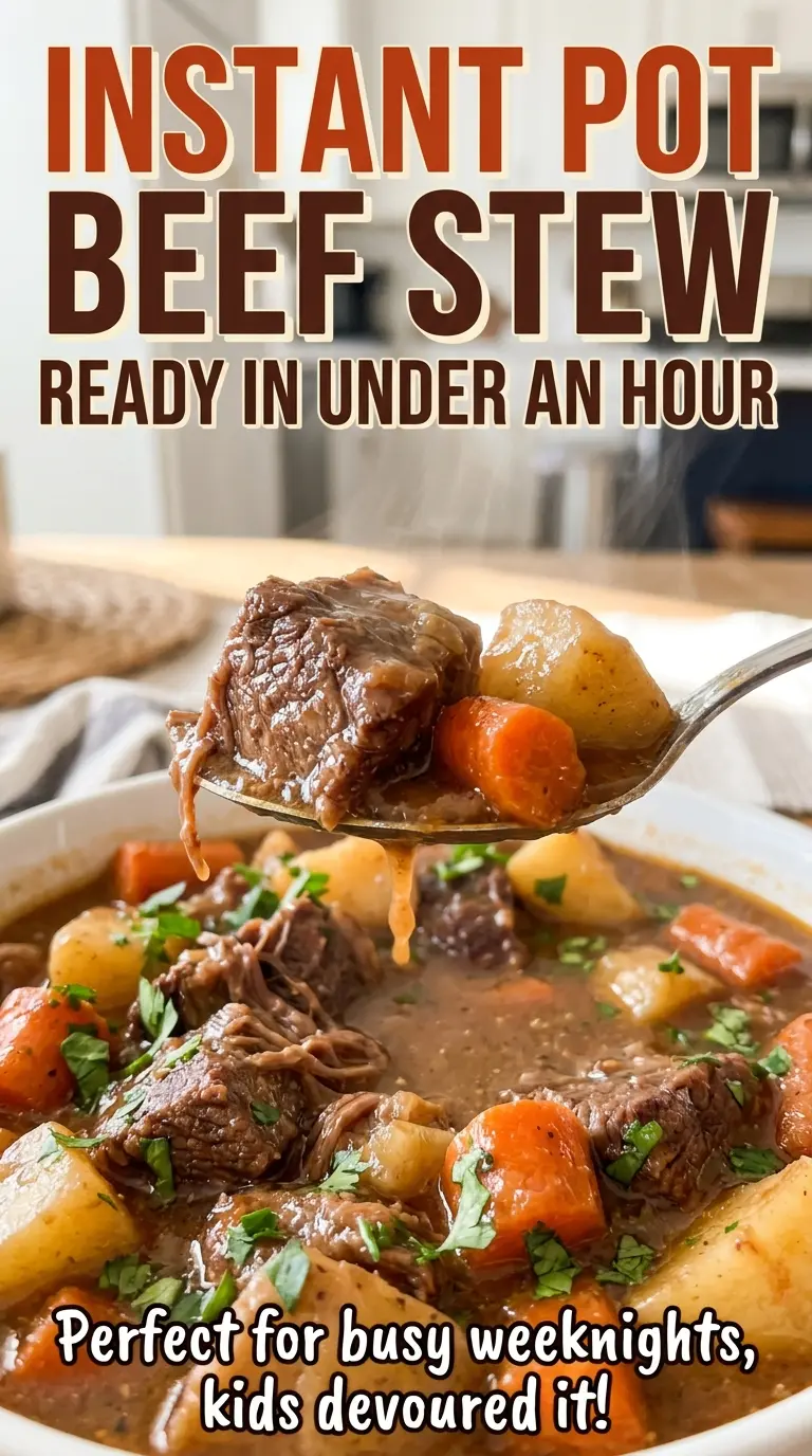 Instant Pot Beef Stew Ready in Under an Hour with hearty vegetables