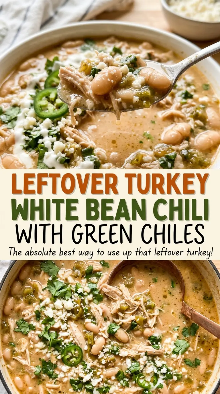 Leftover Turkey White Bean Chili with Green Chiles cozy and hearty