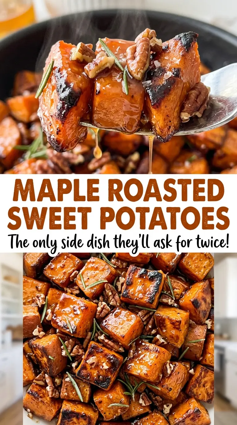 Maple roasted sweet potatoes tender maple glazed cubes