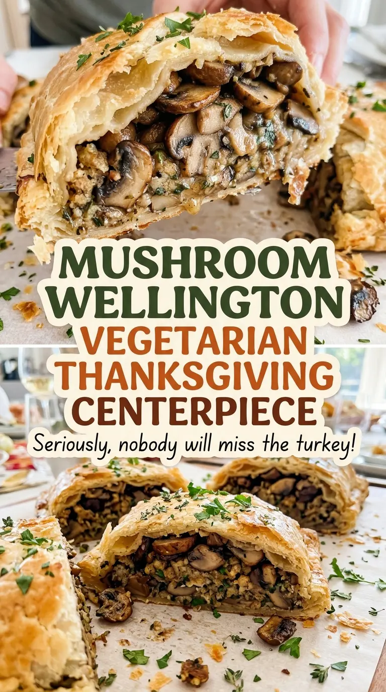 Mushroom Wellington savory lentil filling