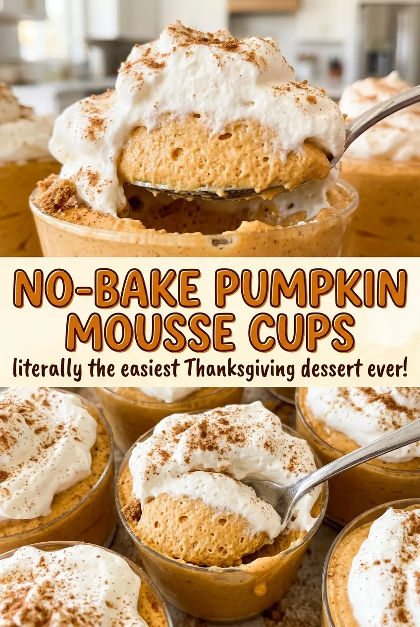 No-Bake Pumpkin Mousse Cups with creamy pumpkin layers