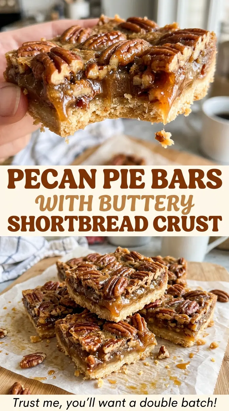 Pecan pie bars with buttery crust and glossy pecan filling