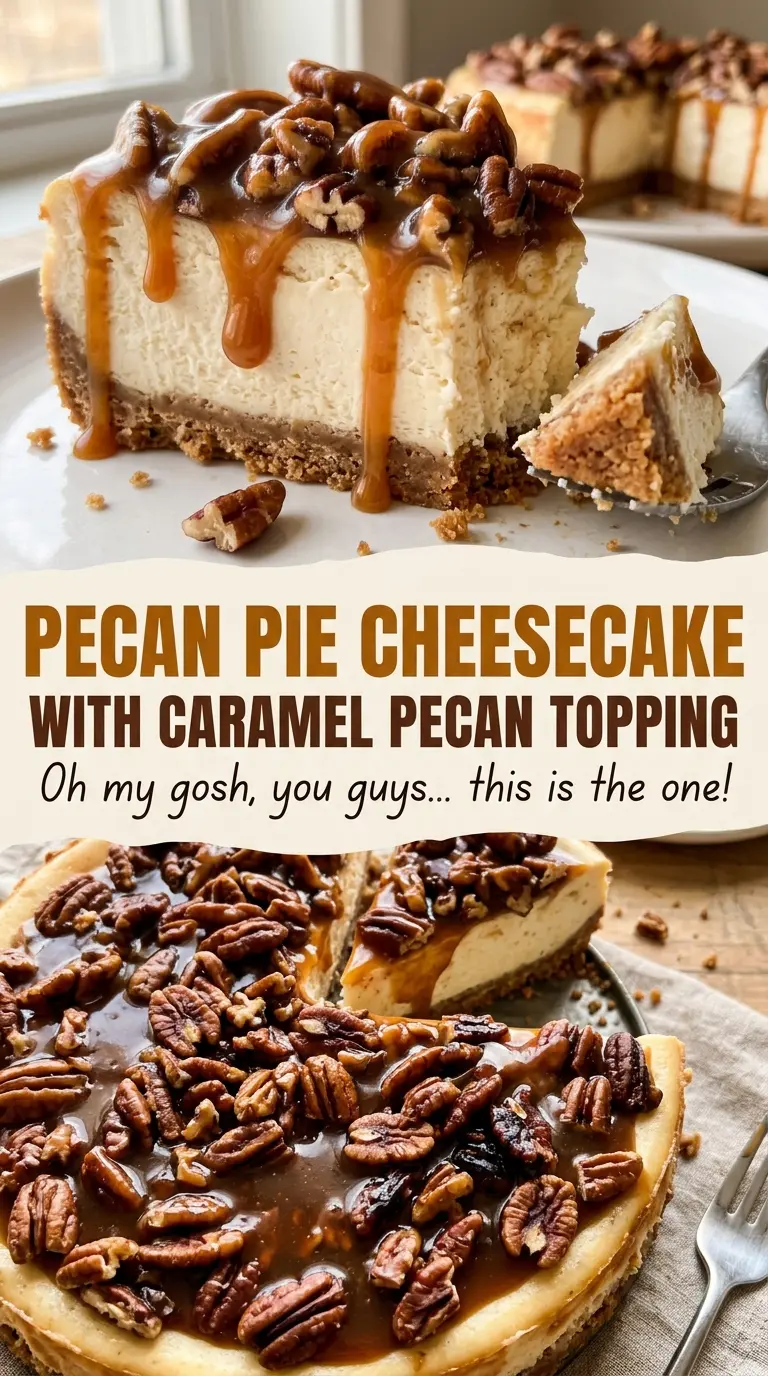 Pecan Pie Cheesecake with Caramel Pecan Topping glossy pecan finish