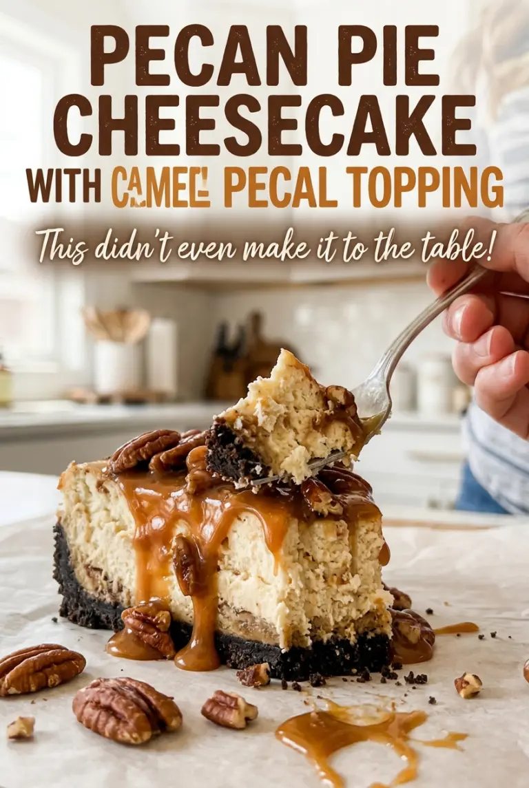 Pecan Pie Cheesecake with Caramel Pecan Topping