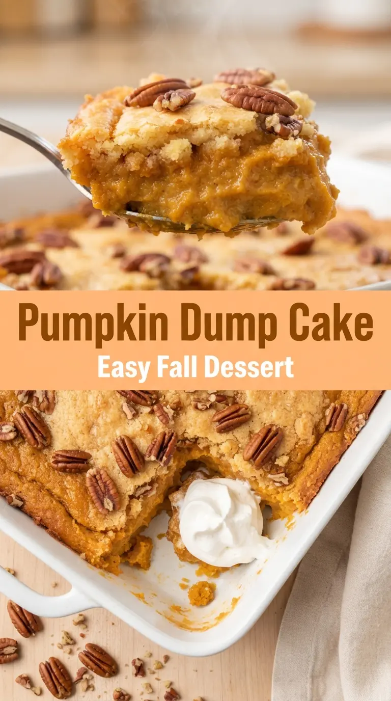 Pumpkin dump cake creamy spiced pecans