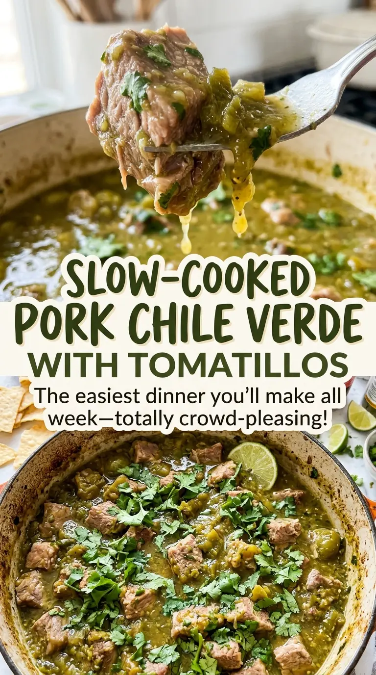 Slow-Cooked Pork Chile Verde with Tomatillos, bright and saucy