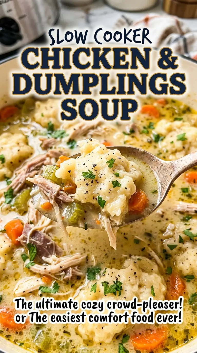 Slow Cooker Chicken and Dumplings Soup fluffy soft dumplings