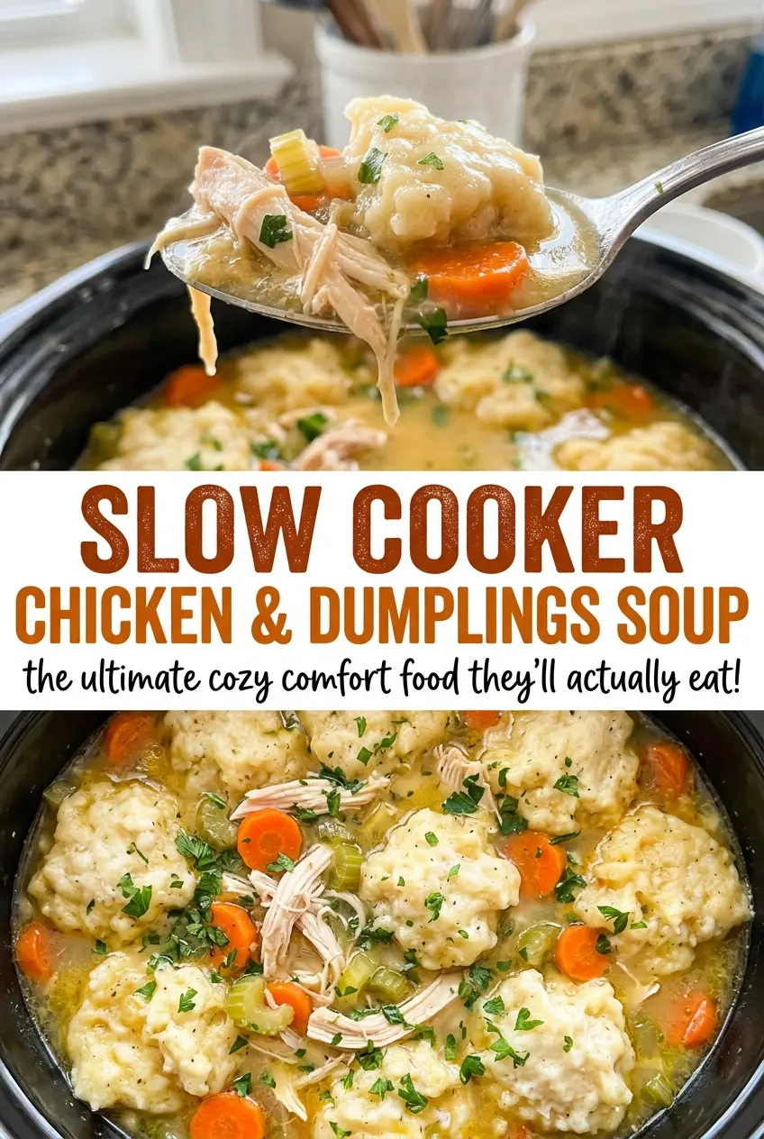 Slow Cooker Chicken and Dumplings Soup hearty tender dumplings