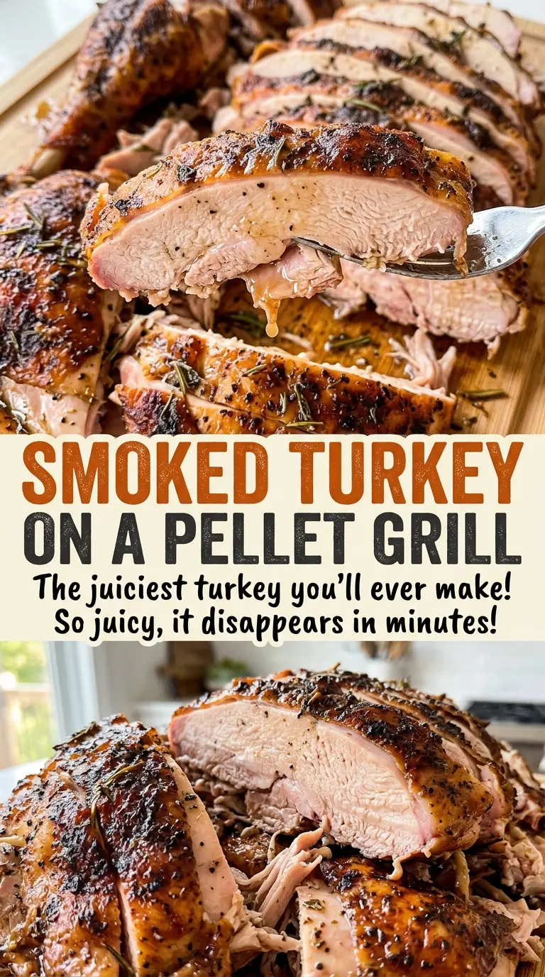 Smoked turkey on a pellet grill, herb butter finish