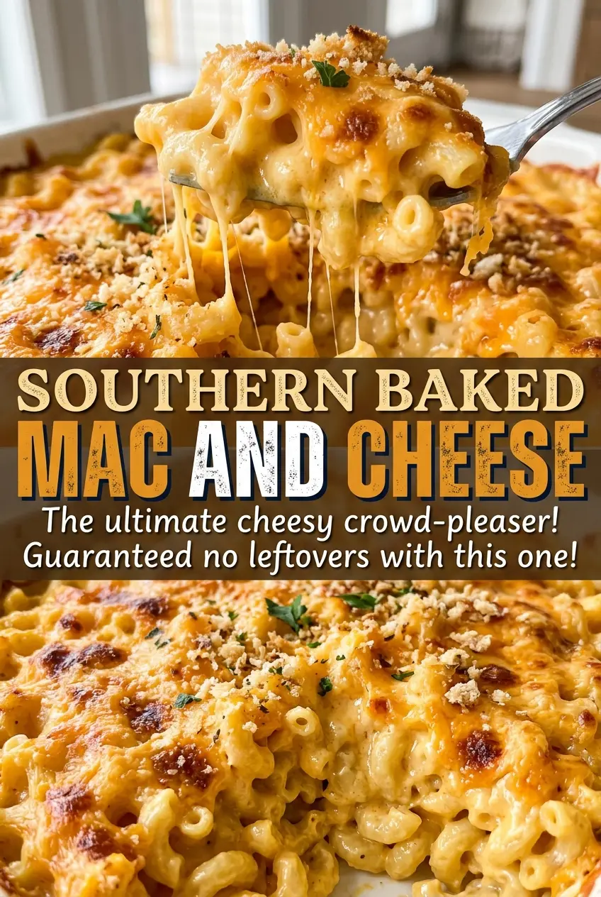 Southern Baked Mac and Cheese with golden bubbly top