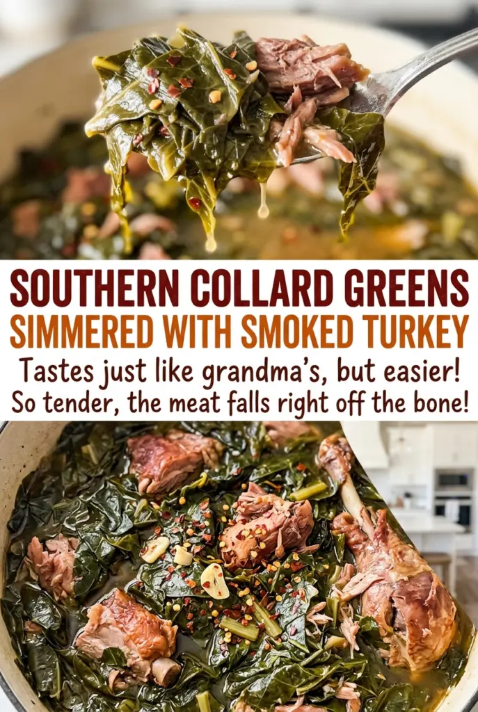 Southern Collard Greens Simmered with Smoked Turkey