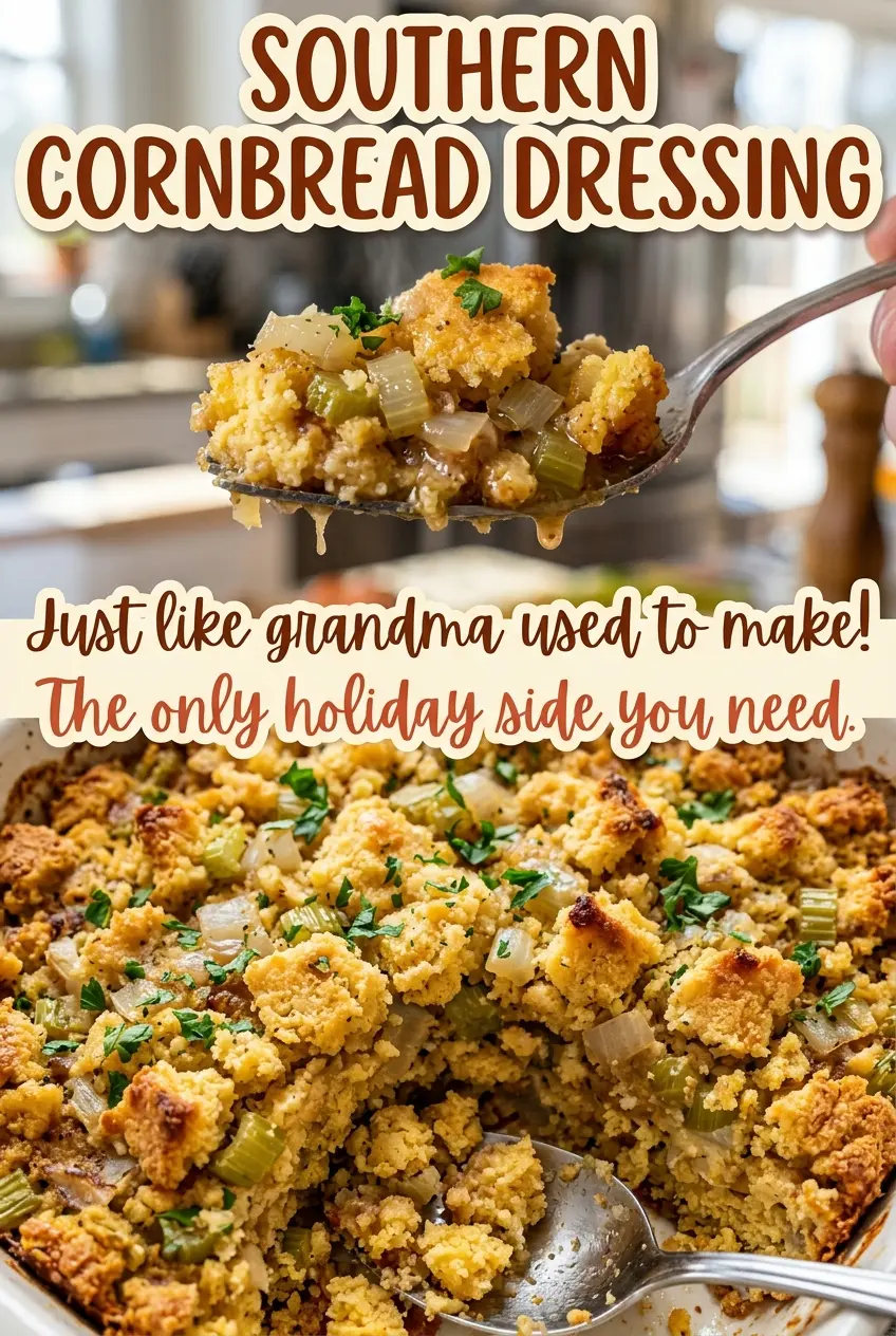 Southern Cornbread Dressing golden savory casserole