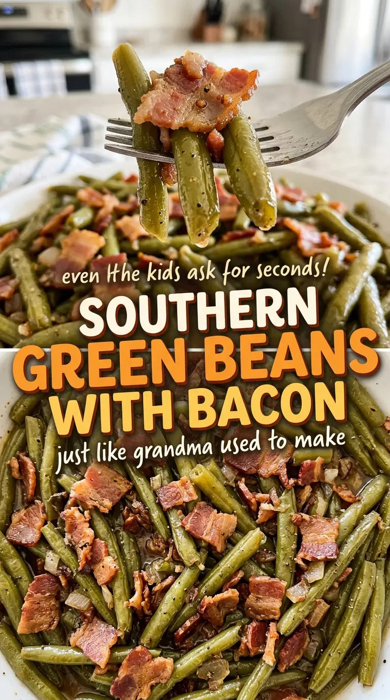 Southern green beans with bacon tender glossy beans