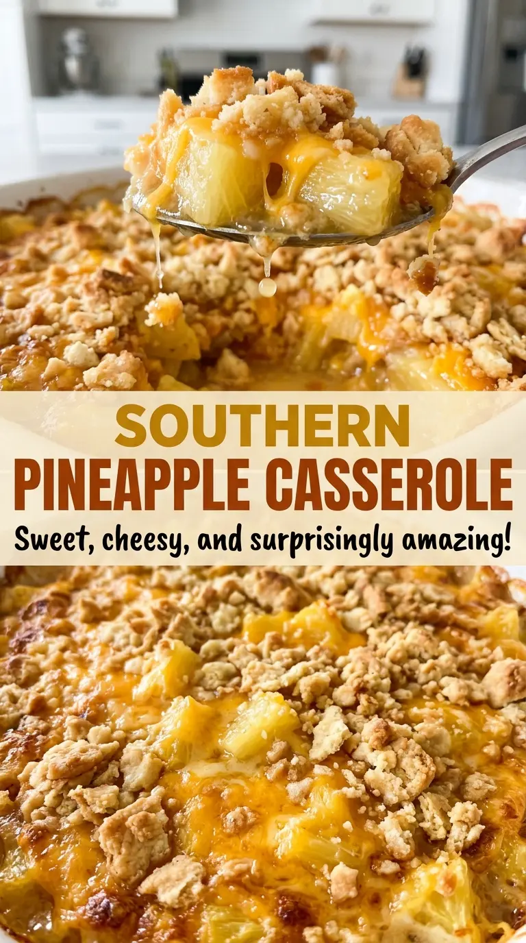 Southern Pineapple Casserole cheesy cracker crust